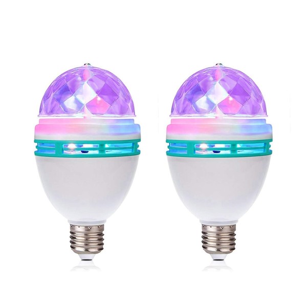 TRENDBOX 1 Pair E27 3W LED Full Color Rotating Auto Crystal Ball Bulb AC 85-260V Mini Party Light Lamp Energy Saving Disco