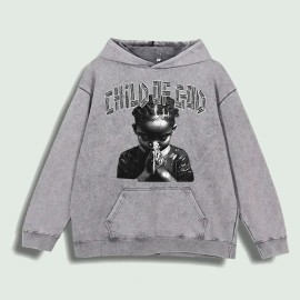 Child of God Graphic Hoodie 100% Cotton US Warehouse 6 ColorsColor: Light gray, Size: M