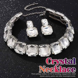 JAKAWIN Rhinestone Choker Necklace Set Chunky Diamond Jewelry Set Prom Crystal Chokers for Women