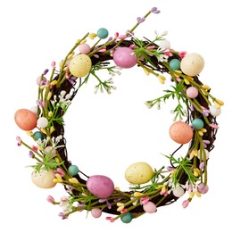 Easter Wreath with Eggs, Artificial Door Wreath, Easter Egg Wreath, Rabbit-Shaped Wall Wreath, Spring Wreath for Easter Decoration, Spring Decoration for Outdoors, Door Wreath, 25 x 25 x 5 cm