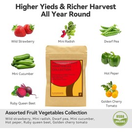 Seed Pod Kit for AeroGarden, iDoo, Ahopegarden with Strawberry, Cherry Tomato, Dwarf Pea, Pepper, Radish, Beet, Cucumber, Compatible with Hydroponics Growing System, Indoor Garden Supplies (50-Pod)