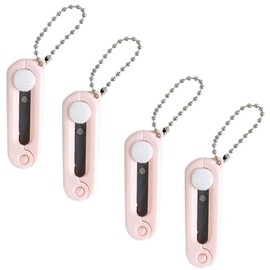 4Pcs Pink Folding Scissors Safe Portable Travel Scissors Foldable Telescopic Cutter Pocket Mini Scissor with Keychain for Cutting, Scrapbooking, Crafting, Sewing Craft Scissors