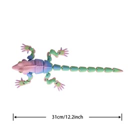 Aultuotion 3D Printed Lizard Figure, Colorful Lizard, 12.2 inch (31 cm) Lizard Fidget Sculpture, Home Decor Accents Statues (Watercolor, 31cm)
