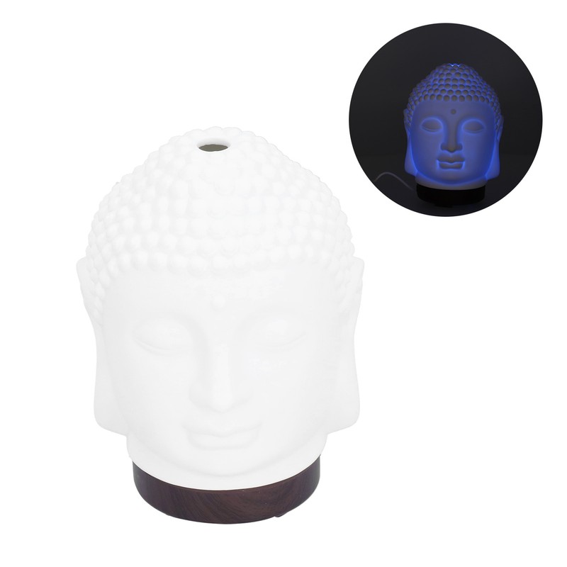 100‑200ml Ceramic Humidifier Buddha Shaped Aroma Diffuser with Night Light