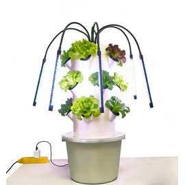 TIRUSS Vertical Hydroponic Growing System | 3-Layer 15-Hole Indoor Garden Kit with 6 LED Grow Lights & Water Pump | Soil-Free Smart Planter for Kitchen Herbs & Veggies | No Seeds Included