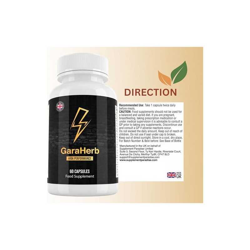 GaraHerb High Performance 60 Capsules | Natural Ingredients | Food