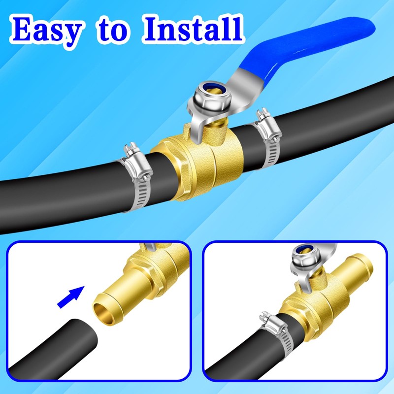 Brass 3/4" In-Line Heater Hose Shut Off Valve Kit -