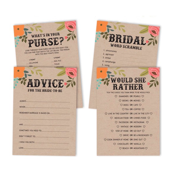 Inkdotpot Bachelorette Party Games Set Bundle of 4(50 Sheets Each)