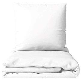 Leonado Vicenti Cotton Renforcé Plain Set of Bedroom Pillowcase, Duvet Cover with Zip, 2 Pieces, 135 x 200 cm
