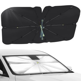 OVOISSTIY Sun Protection Car Windscreen 140 x 75 cm Foldable Car Windscreen Parasol, Front Sun Protection Umbrella Indoor for Car UV Protection Parasol for Most Cars SUVs
