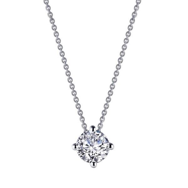 Lafonn Classic Sterling Silver Platinum Plated Simulated Diamond Necklaces (1.5