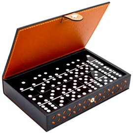 Vovotuzzi Dominos Set for Adults and Kids - Double 6 Domino Set - Dominoes Set for Kids and Adults, Classic Board Game for Family Nights & Travel, Black
