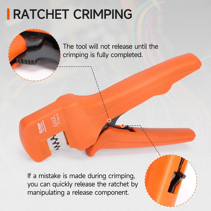 iCrimp 32-20AWG Ratcheting Crimper for D-Sub, JST, DuPont Connectors, Micro