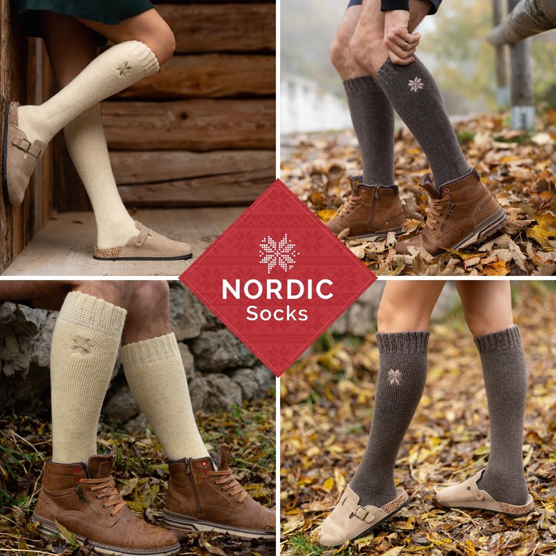 NORDIC Socks 2 Pairs - Premium 70% Merino Wool, Thermal