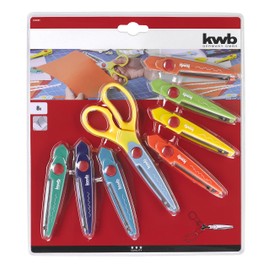 kwb Handicraft Scissors Set for Children, 9 Pieces, incl. 8 Colourful Scissors attachments, 16.5 cm Length