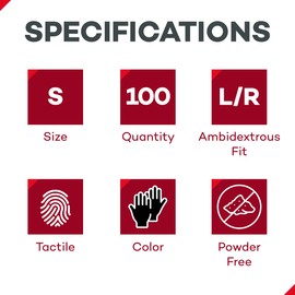 Dealmed Black Nitrile Exam Gloves – Disposable Multi-Purpose Use Medical Gloves Use for First Aid and Medical Facilities, 100 Count (Small, Pack of 1)