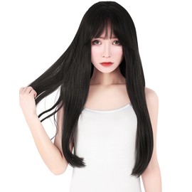 TefuRe C-8211-Nbk Full Wig, Long Straight Black, Natural, Semi-Long Wig, Natural Wig, Natural Wig, Includes Net Mode, Long Straight, Natural Black