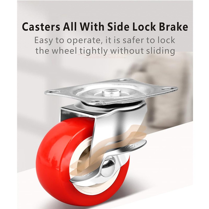 1.5 Inch Caster Wheels, Heavy Duty Casters Wheels with Brake