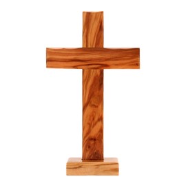 Spiretro Handcrafted Olive Wood Cross from Bethlehem - Wall Hanging or Tabletop Display - 6" x 10.25"