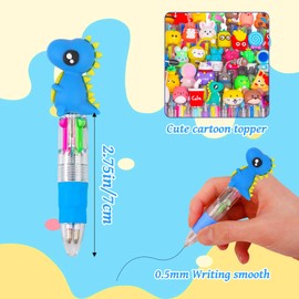 WIURGOHA 64 Pcs Mini Multicolor Pens All in One 4 in 1 Cute Pens Bulk for Kids, Party Bag Fillers for Kids Class Fun Pens Gifts Party Favours Animal Pens
