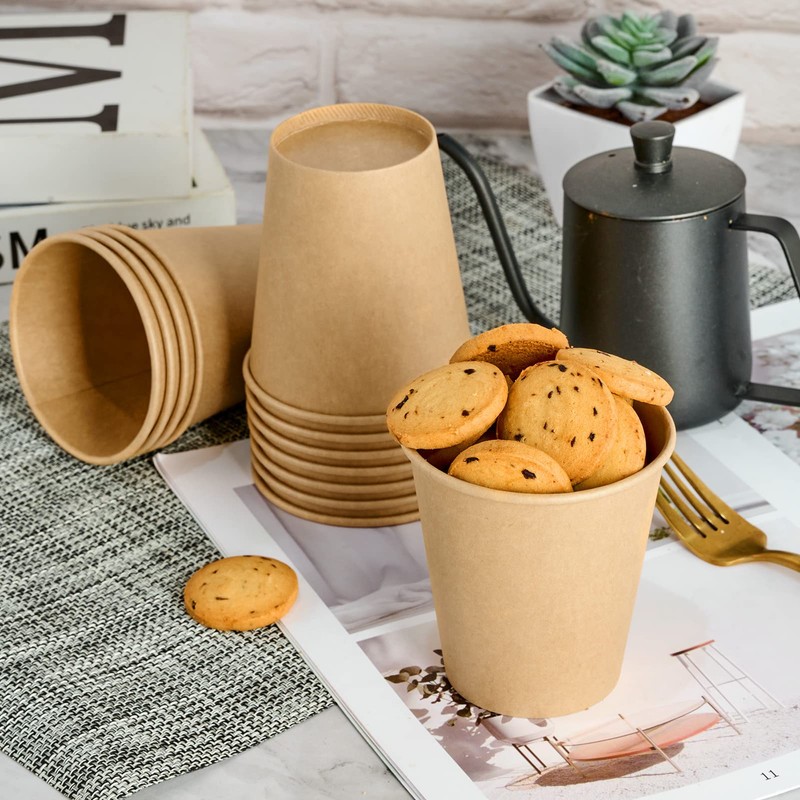 LITOPAK 100 Pack 10 oz Kraft Paper Coffee Cups for