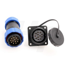 HangTon HE29 12 Pin Male Round Connector Female Plastic Cable Connector and 4 Screws Panel Socket for Electricity Industrial Waterproof IP68 Outdoor Devices