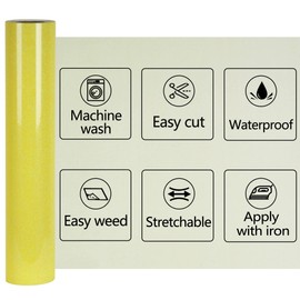 SHOMKIEE Yellow Glitter HTV Heat Transfer Vinyl Rolls12inch by 9feet PU Stretch Iron on Vinyl for T-Shirt HTV Vinyl for Silhouette and Cameo(9Ft, Z1-Glitter Yellow)