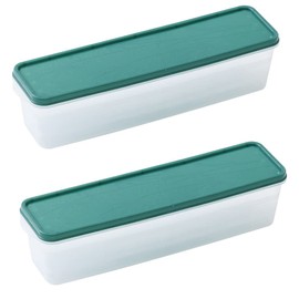 Pack of 2 Noodle Storage Boxes, Food Storage Containers, Spaghetti Pasta Containers, Pasta Storage, Robust Stackable Storage Boxes for Pasta, Spaghetti, Cereals (Green)