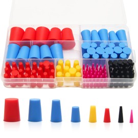 125PCS Silicone Rubber Stoppers, Coldairsoap High-Temperature Rubber Tapered Plug 8 Size 1/16" to 5/8" for Protecting Hole Plugs, Spraying, Coating, Painting
