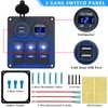 3 Gang Switch Panel, EilxMag Blue Marine Rocker Switch Panel