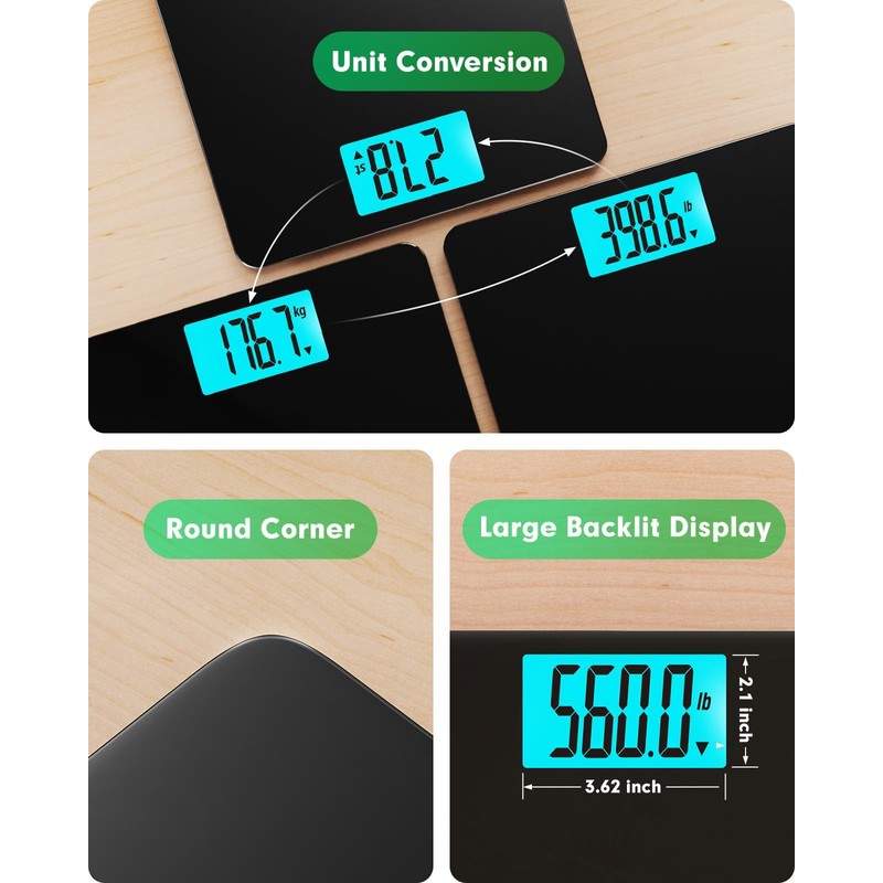 560lbs Bathroom Scale for Body Weight Over 500 lbs, Accurate