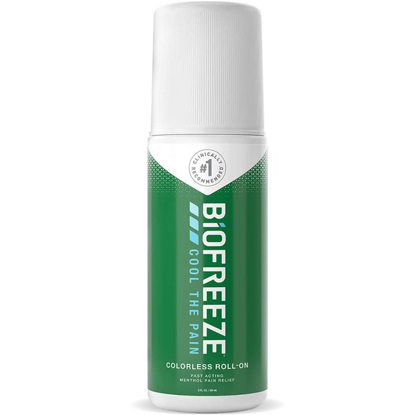 Biofreeze Pain Relief Roll-On, 3 oz. Colorless Roll-On, Fast Acting, Long Lasting, & Powerful Topical Pain Reliever (Packaging May Vary)