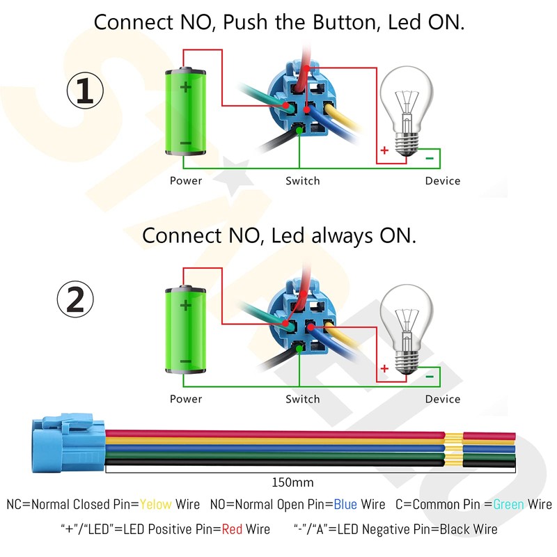 STARELO 5pcs 19mm Latching led Push Button Switch Black Shell,