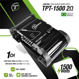 Timpano 1x Timpano TPT-1500 2 Ohms Brazilian Amplifier 1600W RMS Car Audio Digital Amp