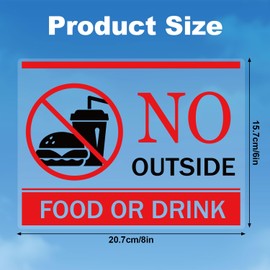 6pcs No Outside Food or Drink Sign Sticker, 8x6 Inch Self Adhesive Waterproof Business Decal No Food or Drink Sticker for Door Window Office Library Store