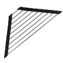 luzen 1PC Stainless Steel Kitchen Sink Drain Rack Portable Triangle Roll up Dish Drying Rack Over The Sink Dish Drainer Mat Storage Rack for Sink Corners, Black