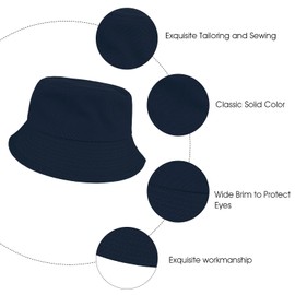 Yolev Women's Bucket Hat Plain Sun Visor Bucket Hat with UV Protection Sun Hat White Black Foldable Summer Outdoor Sports Hat Fishing Hat Men, navy blue