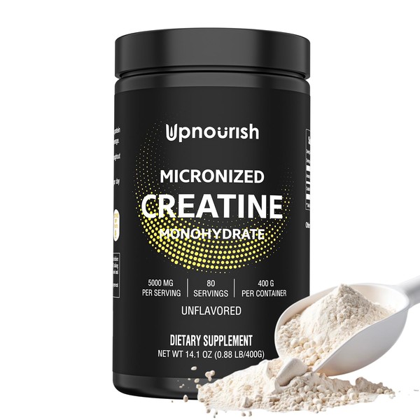 UpNourish Micronized Creatine Monohydrate Powder 400 G - Unflavored Vegan