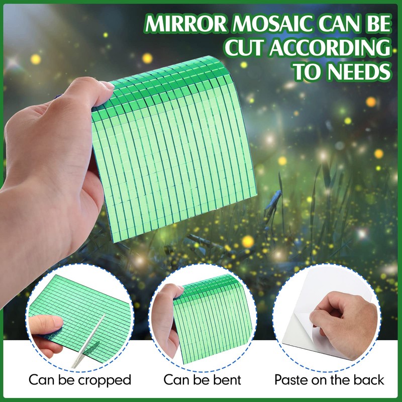 Self-Adhesive Disco Mirror Tiles Mosaic Tiles for DIY Craft Projects,