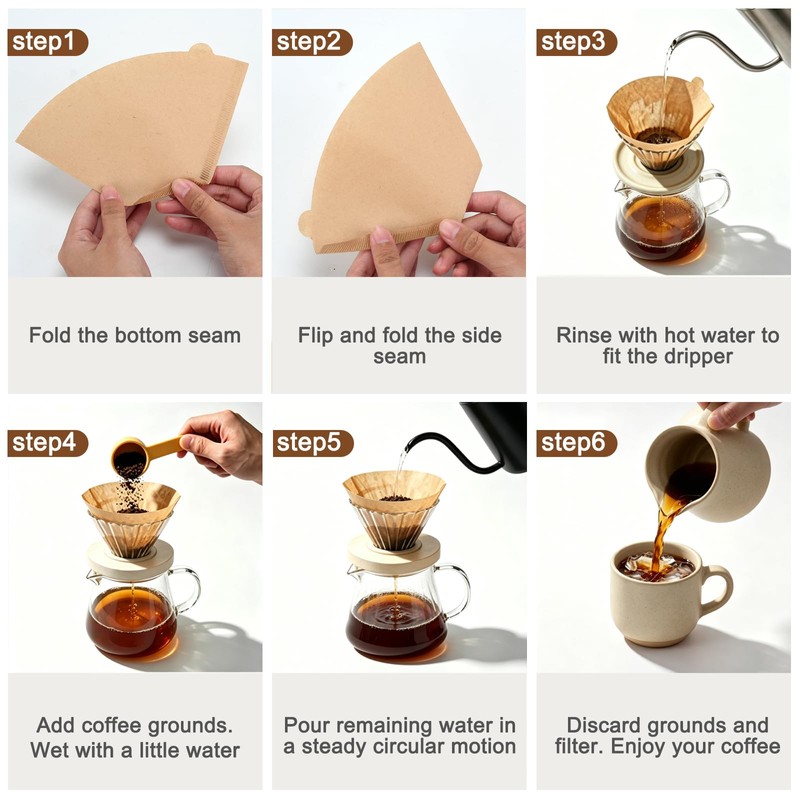 400 Count #4 Cone Coffee Filters, Unbleached Natural Paper 8-12