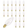 Konictom 25 Pack Candle Light Bulbs,Crystal Clear Torpedo Tip Candelabra