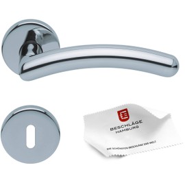 Beschläge Hamburg Door Handles by Beschläge Hamburg: Door Fitting scoop SBL 1084 – Door Handles with Deadlock Rosettes for Room Doors – Handle Set / Door Handle for Interior Doors, Round, Polished