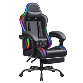 Homall Gaming Chair, Video Game Chair with Footrest and Massage Lumbar Support, Ergonomic Computer Chair Height Adjustable with Swivel Seat and Headrest (RGB Dark Black)