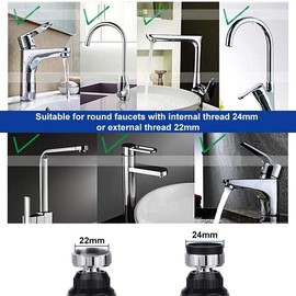Ceeyoll Set of 2 360° tap aerator, tap attachment, water tap attachment, swivel strainer for tap, aerator swivel water saver for water hah shower kitchen bathroom attachment.