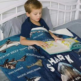 ZORKET Shark Blanket Kids 60x50 Inch, Shark Themed Gifts for Kids Boys