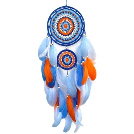 Dream Catcher Knit, Sunset color Dream Catcher Wall Hanging Decoration, Feather Craft Gifts, Home Decor Suitable for Children's Bedroom, Living Room and Girl's Dormitory