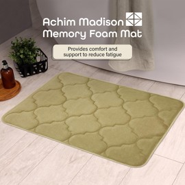 ACHIM Memory Foam Bathroom Rugs - 17 x 24 Inch (Madison Green) - Ultrasoft Non Slip Bath Mat for Bathroom Floor, Shower, Bedroom & Kitchen - Quick Dry Washable Memory Foam Bath Mat Shower Rug