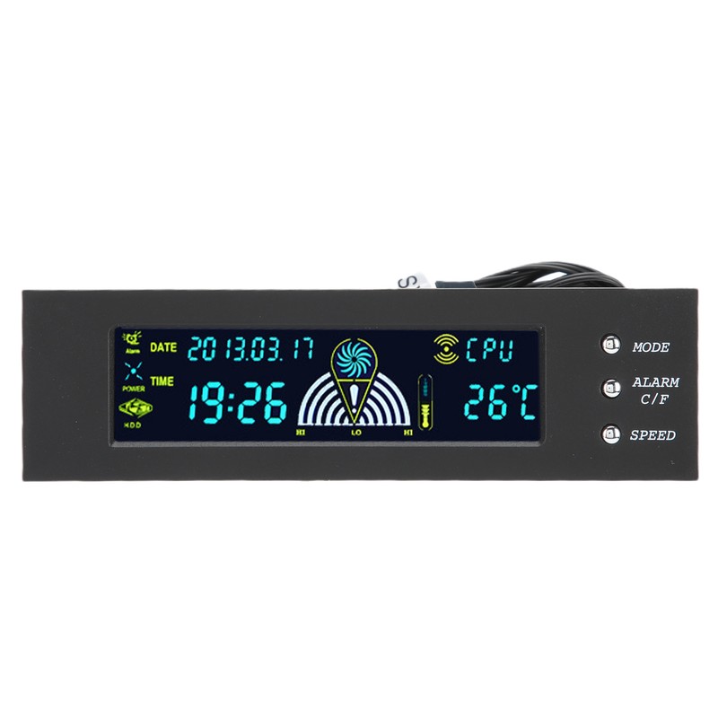 Computer 3‑Fan Speed Controller CPU/HDD/SYS Temperature Control LCD Front Panel