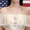 MUYUU American Flag Cross Necklace, Silver Plated Patriotic Cross Pendant