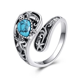 Turquoise Spoon Turtle Rings for Women Sterling Silver Turquoise Ring Jewelry Gift
